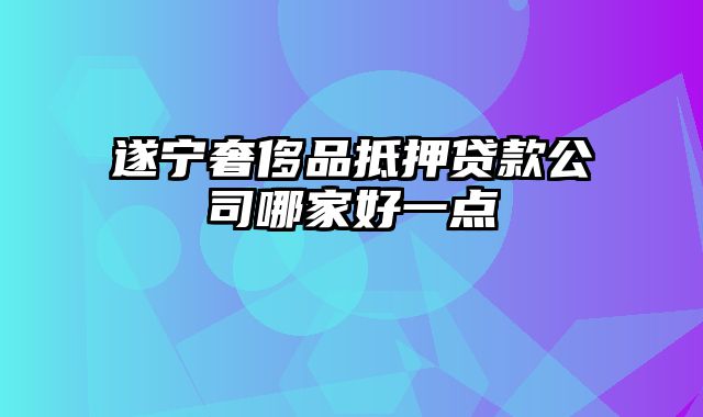 遂宁奢侈品抵押贷款公司哪家好一点