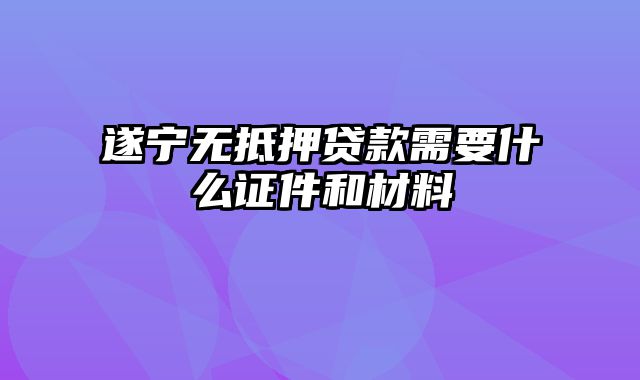 遂宁无抵押贷款需要什么证件和材料