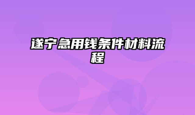 遂宁急用钱条件材料流程