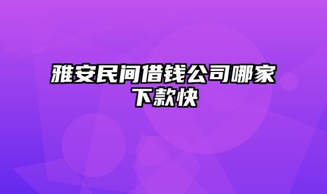 雅安民间借钱公司哪家下款快