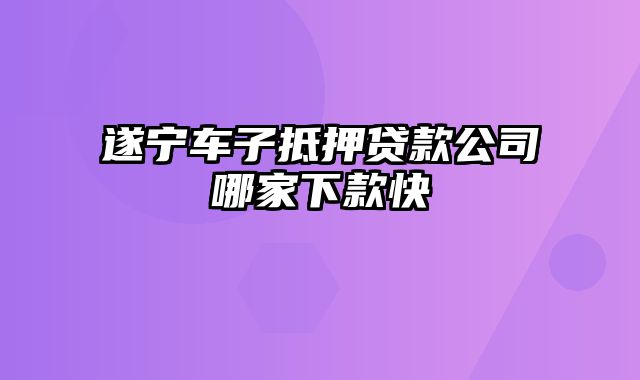 遂宁车子抵押贷款公司哪家下款快