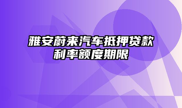 雅安蔚来汽车抵押贷款利率额度期限