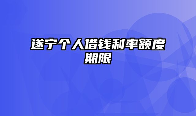 遂宁个人借钱利率额度期限