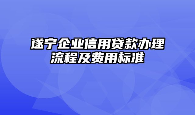 遂宁企业信用贷款办理流程及费用标准