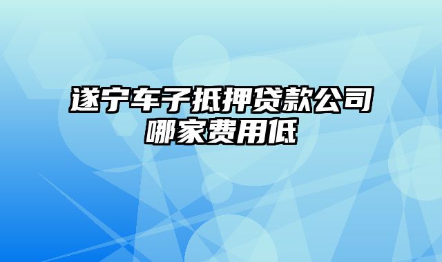 遂宁车子抵押贷款公司哪家费用低