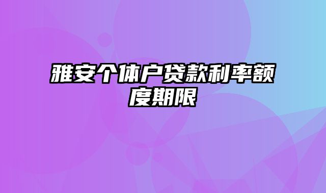 雅安个体户贷款利率额度期限