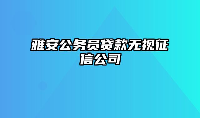 雅安公务员贷款无视征信公司