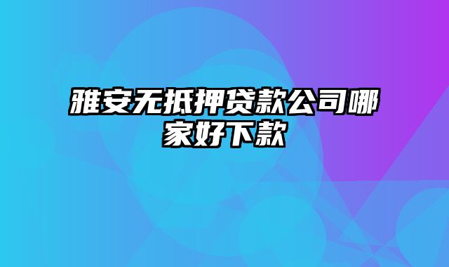 雅安无抵押贷款公司哪家好下款