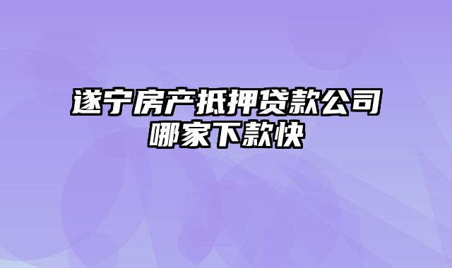 遂宁房产抵押贷款公司哪家下款快