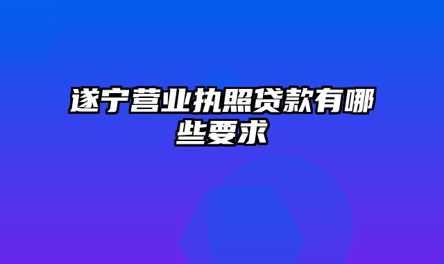 遂宁营业执照贷款有哪些要求