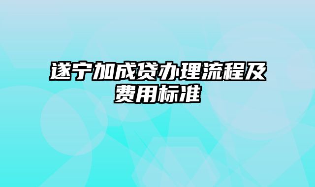 遂宁加成贷办理流程及费用标准