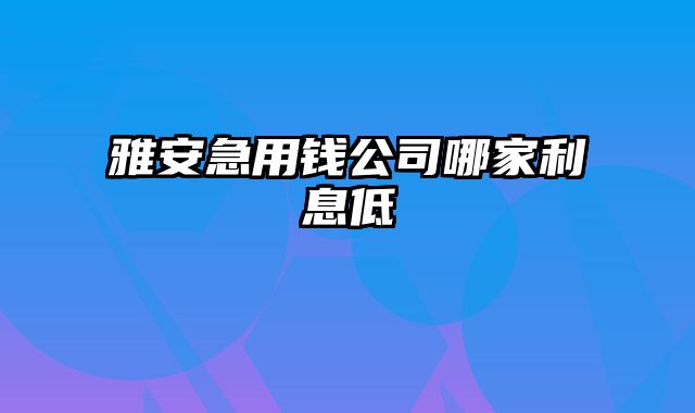 雅安急用钱公司哪家利息低