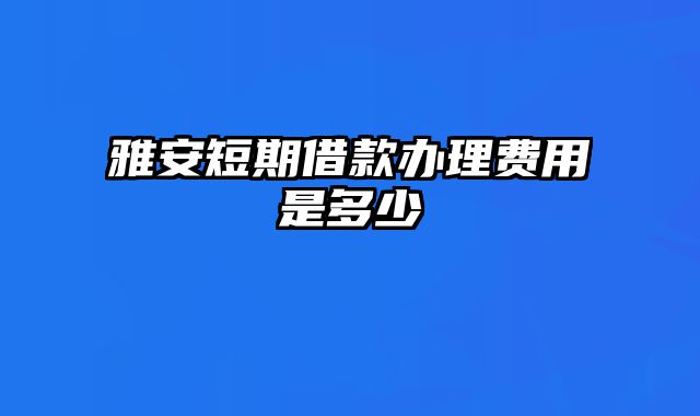 雅安短期借款办理费用是多少