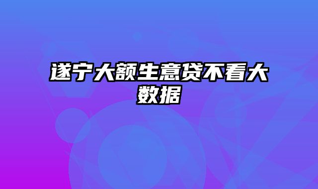 遂宁大额生意贷不看大数据