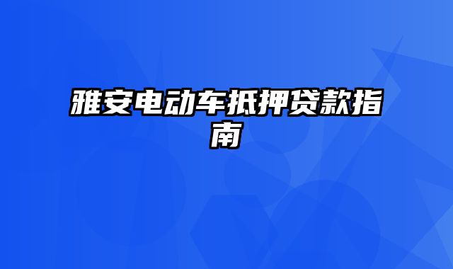 雅安电动车抵押贷款指南