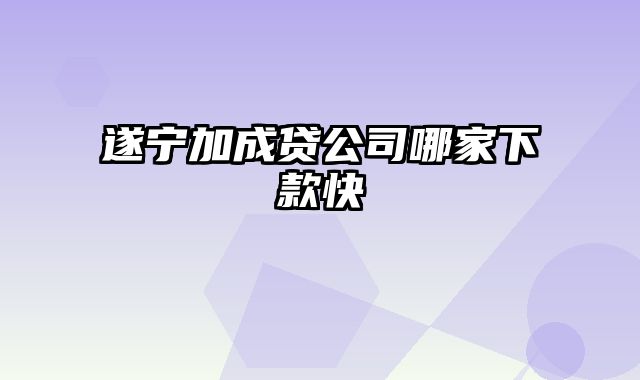 遂宁加成贷公司哪家下款快