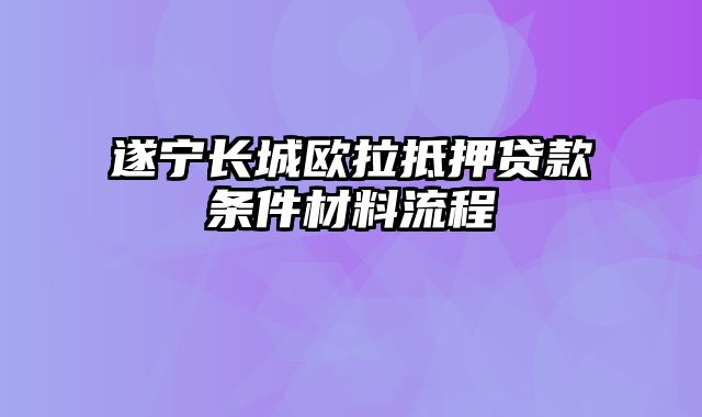 遂宁长城欧拉抵押贷款条件材料流程