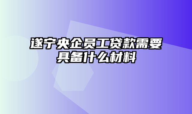 遂宁央企员工贷款需要具备什么材料