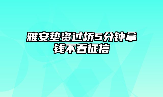 雅安垫资过桥5分钟拿钱不看征信