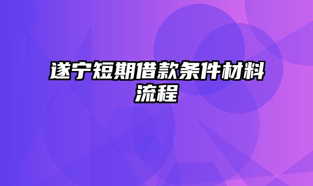 遂宁短期借款条件材料流程