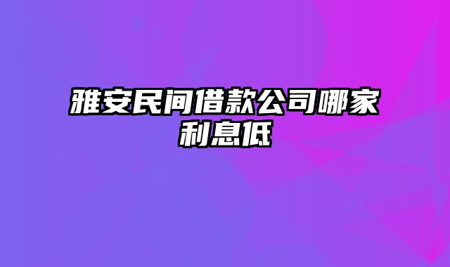 雅安民间借款公司哪家利息低