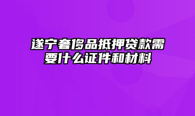 遂宁奢侈品抵押贷款需要什么证件和材料