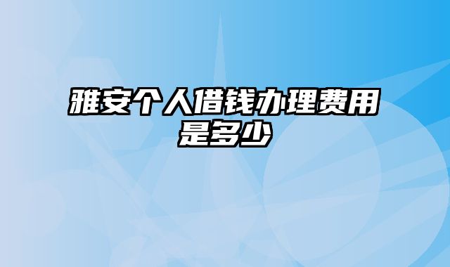 雅安个人借钱办理费用是多少