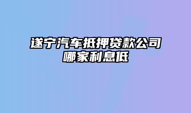 遂宁汽车抵押贷款公司哪家利息低