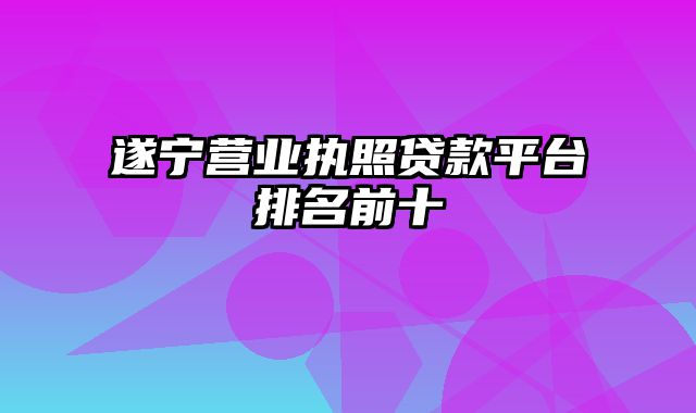 遂宁营业执照贷款平台排名前十