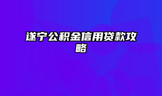 遂宁公积金信用贷款攻略