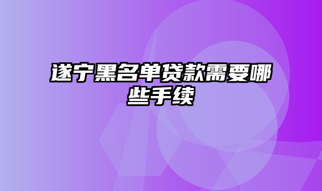 遂宁黑名单贷款需要哪些手续