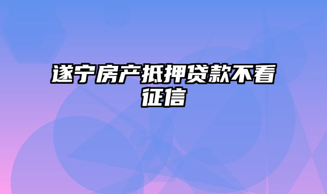 遂宁房产抵押贷款不看征信