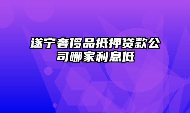 遂宁奢侈品抵押贷款公司哪家利息低