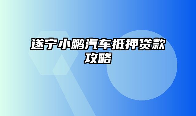 遂宁小鹏汽车抵押贷款攻略