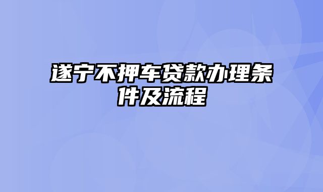 遂宁不押车贷款办理条件及流程