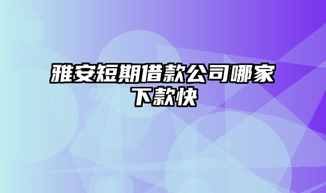 雅安短期借款公司哪家下款快