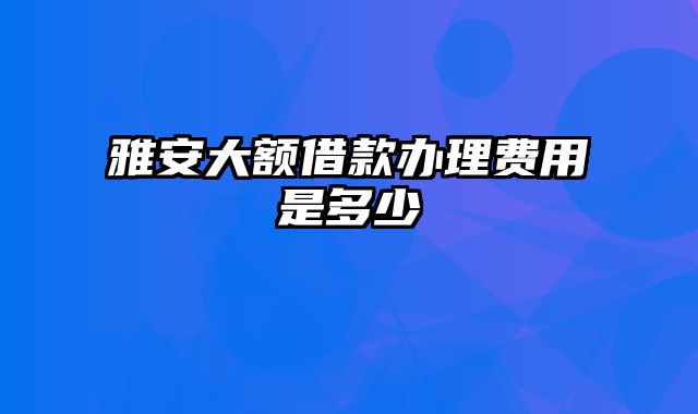 雅安大额借款办理费用是多少