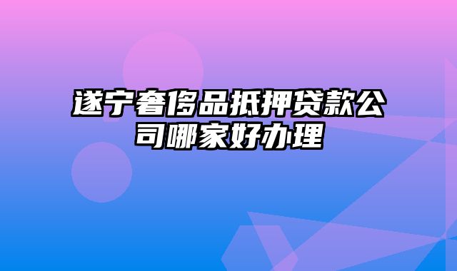 遂宁奢侈品抵押贷款公司哪家好办理