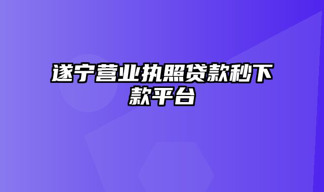 遂宁营业执照贷款秒下款平台