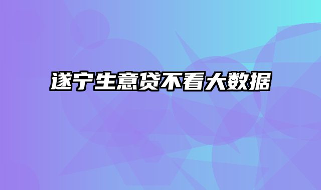 遂宁生意贷不看大数据