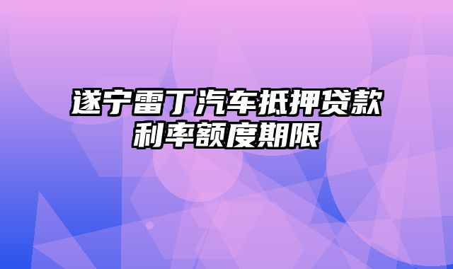 遂宁雷丁汽车抵押贷款利率额度期限