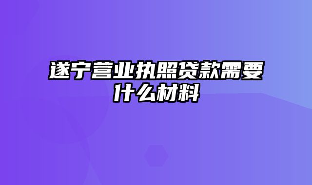 遂宁营业执照贷款需要什么材料