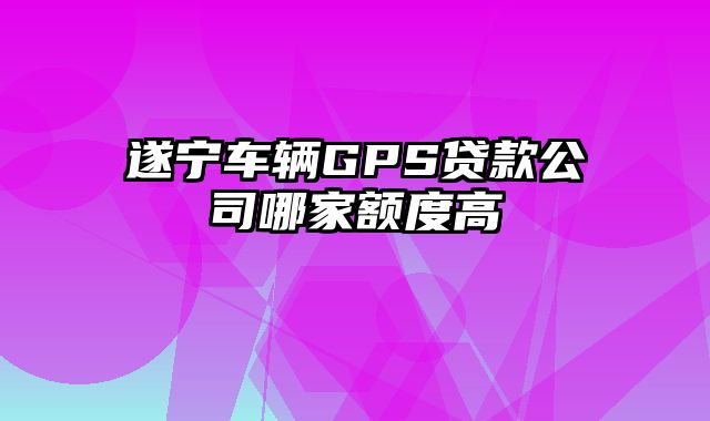 遂宁车辆GPS贷款公司哪家额度高