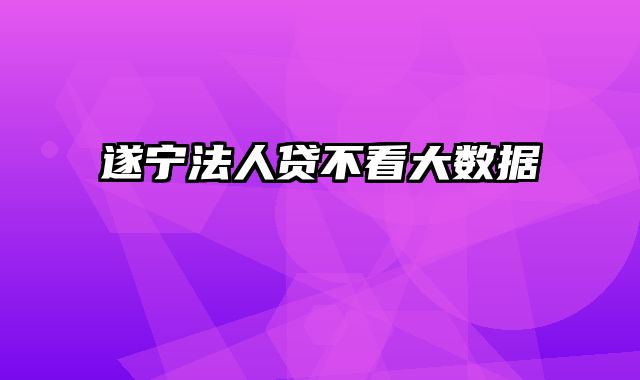 遂宁法人贷不看大数据