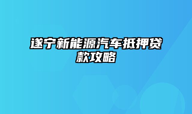 遂宁新能源汽车抵押贷款攻略