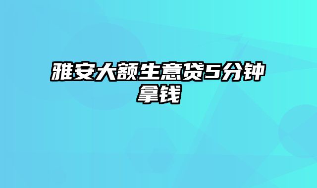 雅安大额生意贷5分钟拿钱