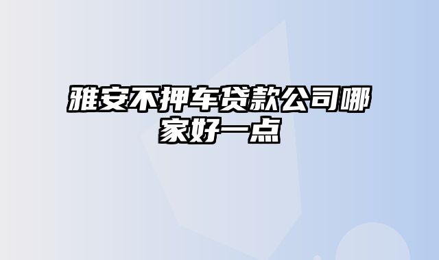 雅安不押车贷款公司哪家好一点