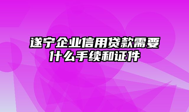 遂宁企业信用贷款需要什么手续和证件