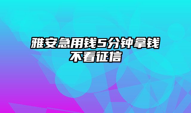 雅安急用钱5分钟拿钱不看征信