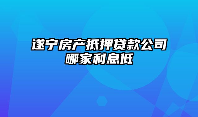 遂宁房产抵押贷款公司哪家利息低